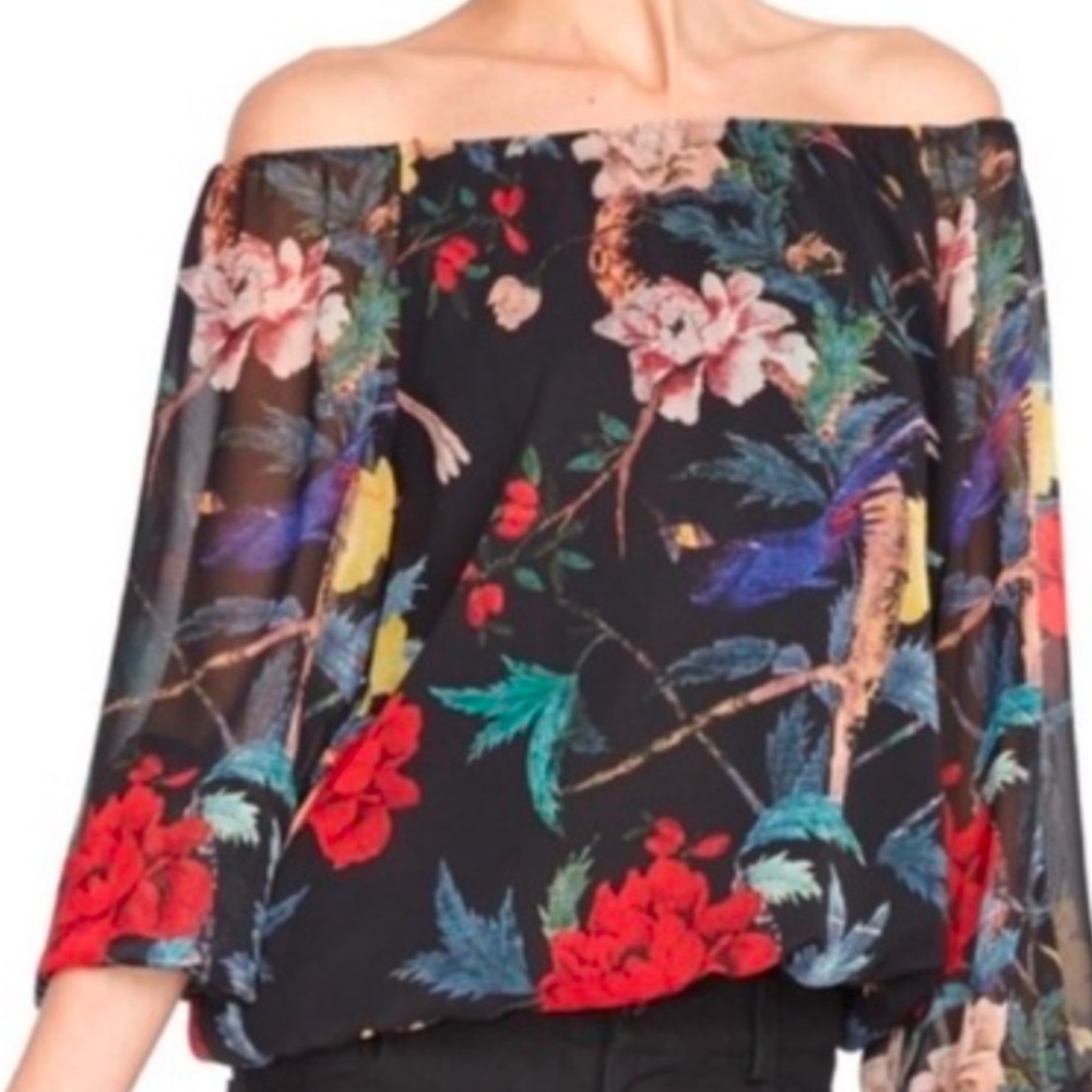 Alice + Olivia Off-Shoulder Floral Top